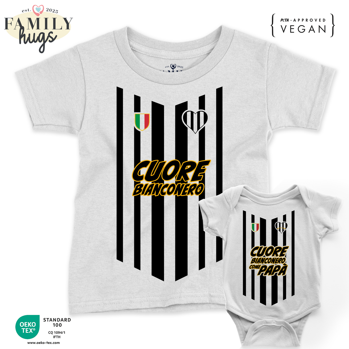 Maglietta e Body - Cuore bianconero come papà