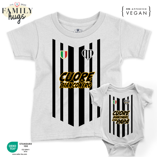 Maglietta e Body - Cuore bianconero come papà