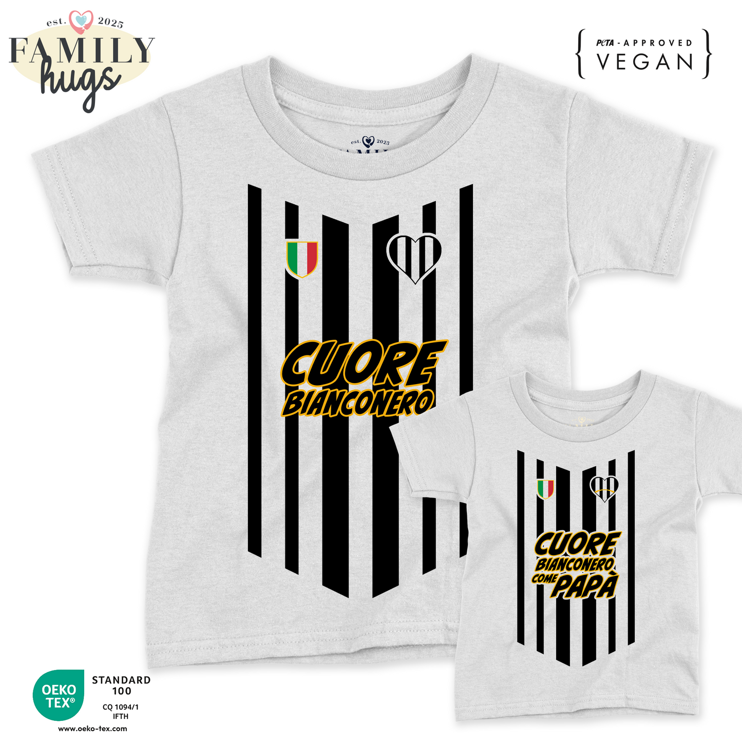 Magliette Papà/Neonato - Cuore bianconero come Papà