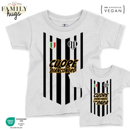 Magliette Papà/Neonato - Cuore bianconero come Papà