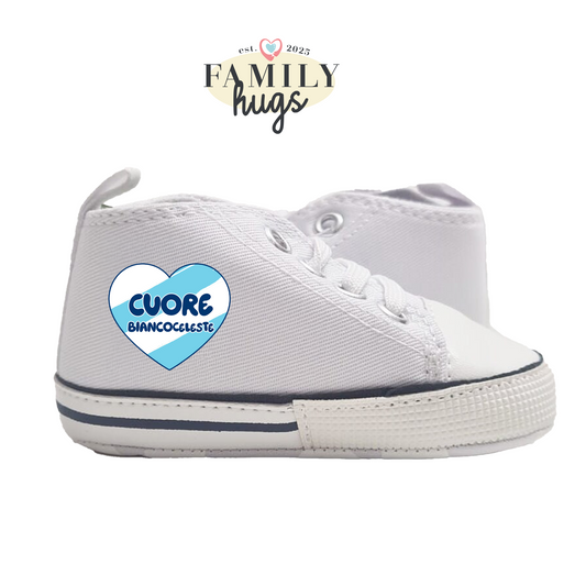 Sneakers Scarpine - cuore biancoceleste 0-6 mesi - FamilyHugs.it