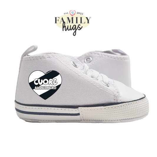 Sneakers Scarpine - cuore bianconero 0-6 mesi - FamilyHugs.it