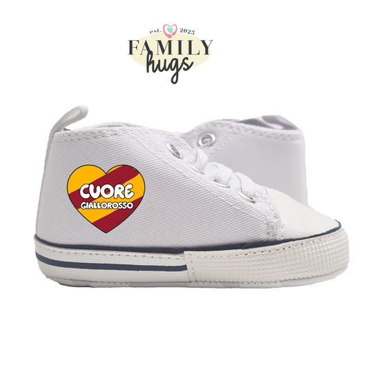 Sneakers Scarpine - cuore giallorosso 0-6 mesi - FamilyHugs.it
