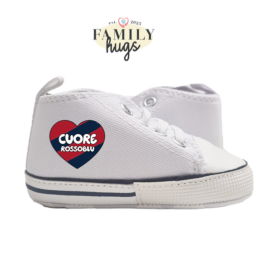 Sneakers Scarpine - cuore rossoblu 0-6 mesi - FamilyHugs.it